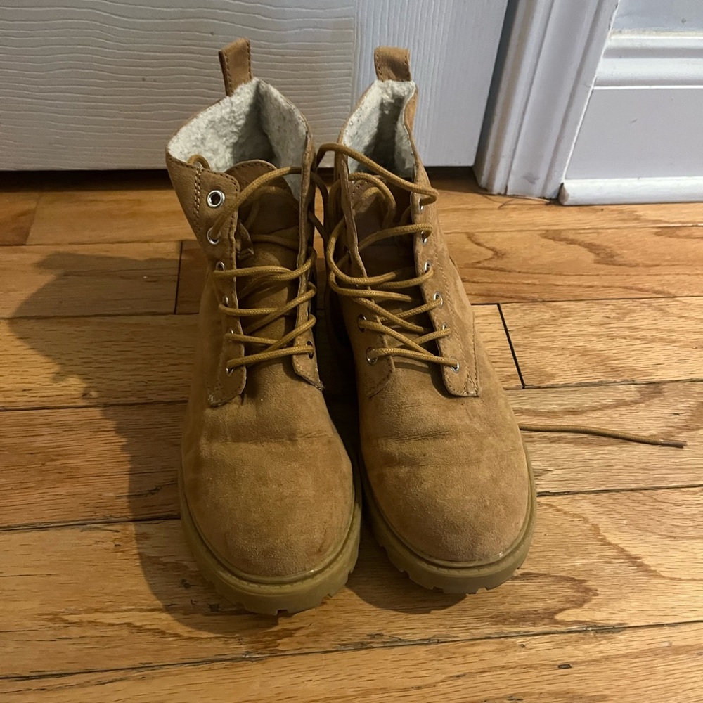 Fashion Work Boots With Fleece Inside Carmel Color